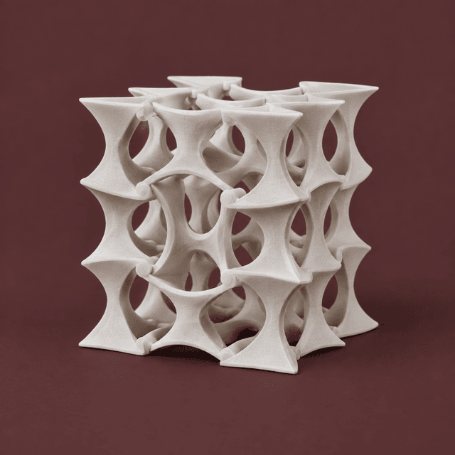 Editorial illustration accompanying Auxetic Response Becomes Three-Dimensional